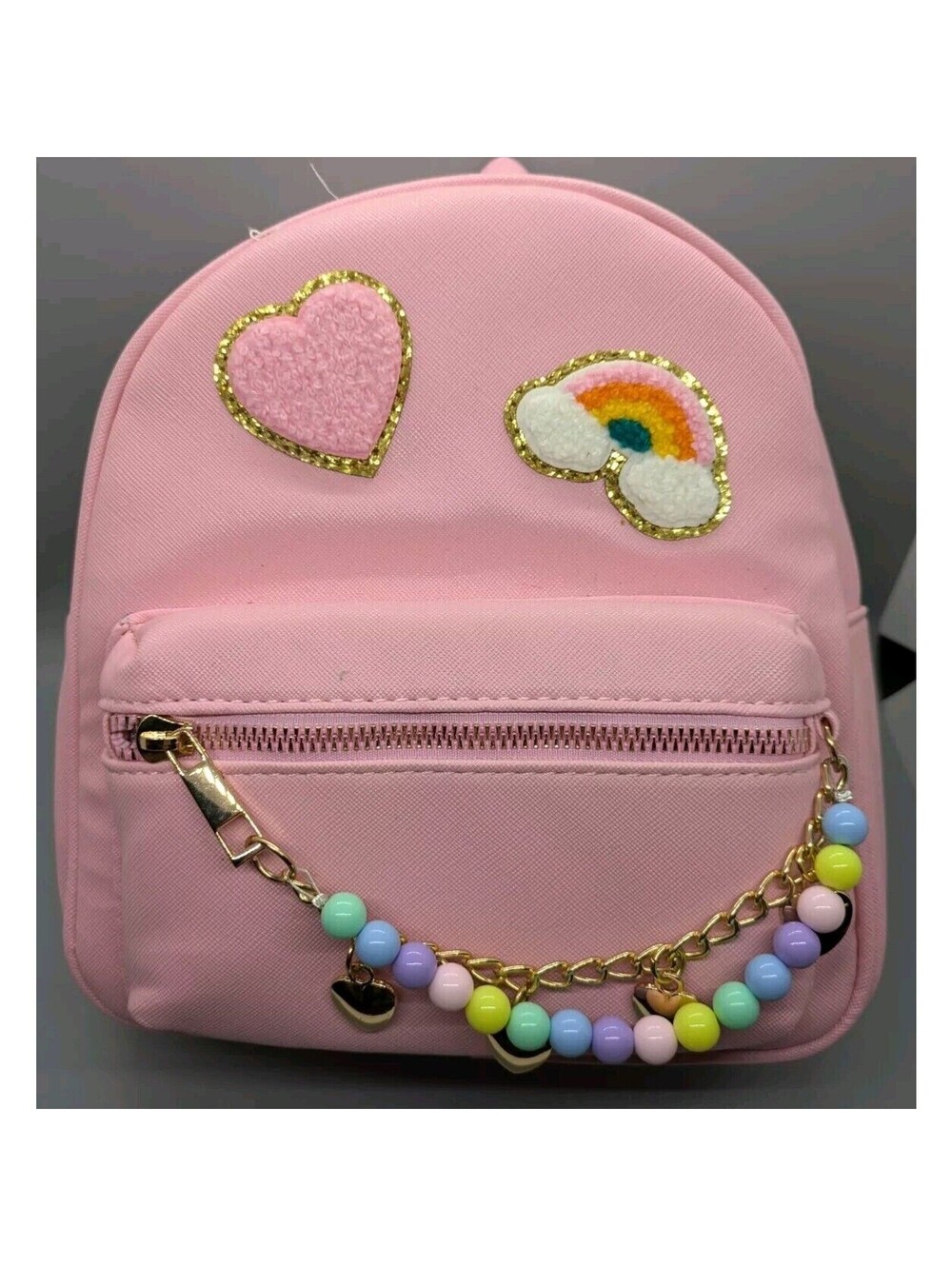 Pink Mini Backpack Beaded Rainbow Heart Patches Under One Sky New With Tags
